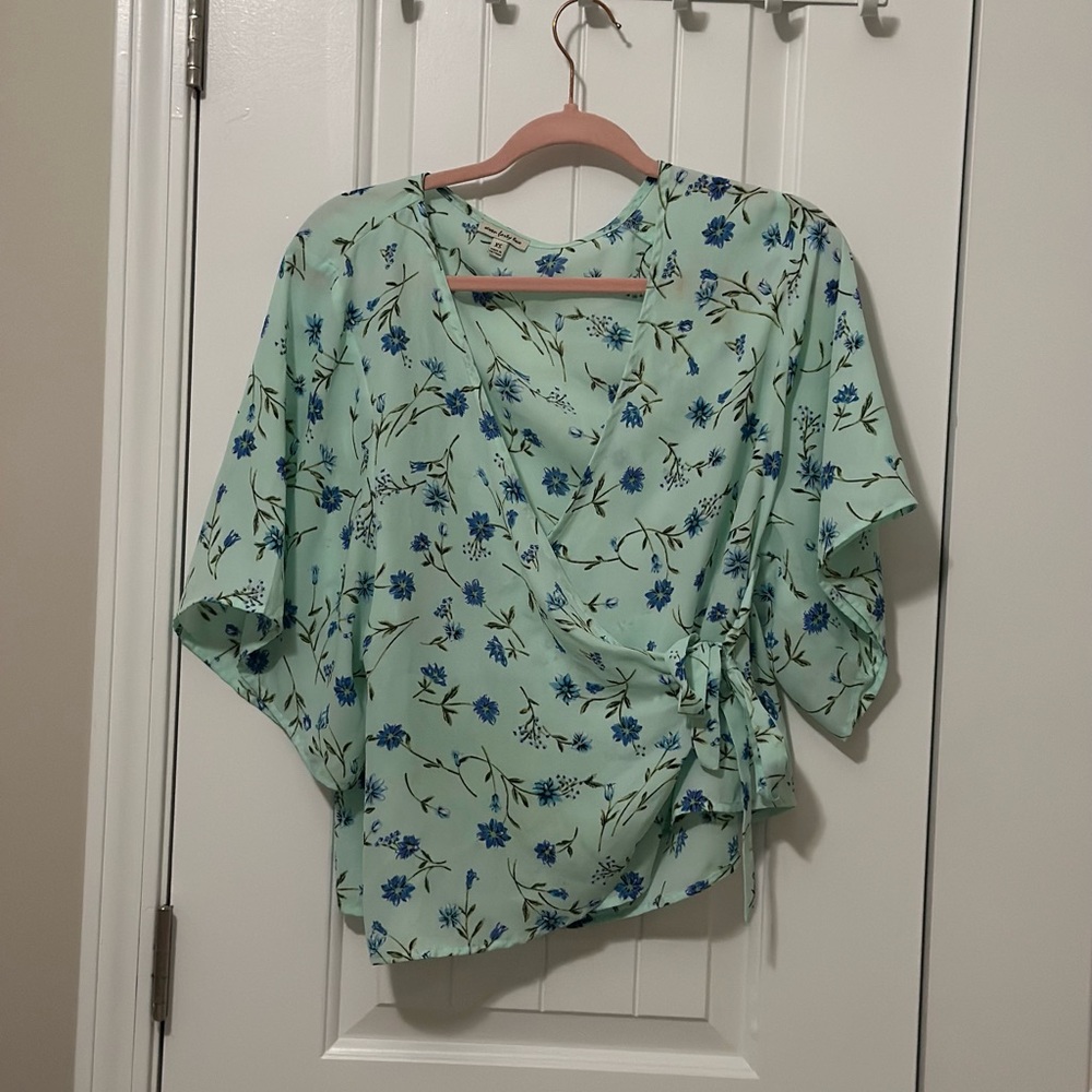 Flowy floral wraparound top